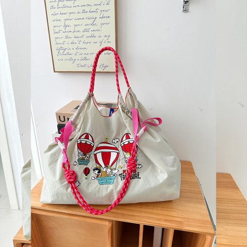 Ball & Chain Embroidery Waterproof Folding Eco-friendly Bag Shopping Bag,Cake