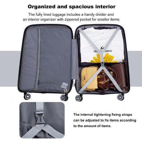 Hardshell Suitcase Spinner Wheels PP Luggage Sets Lightweight with TSA Lock,3-Piece Set