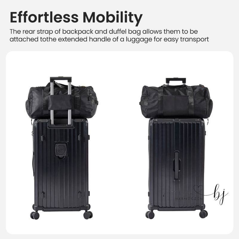 4-Piece Luggage Set with Travel Bag, PC+ABS Lightweight Durable Suitcases, 360° Spinner Wheels, TSA Lock - Black