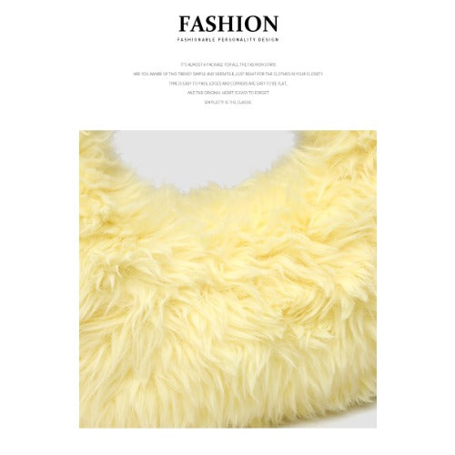 Winter Fuzzy Tote Bag Y2K Faux Fur Bag Fluffy Shoulder Handbags