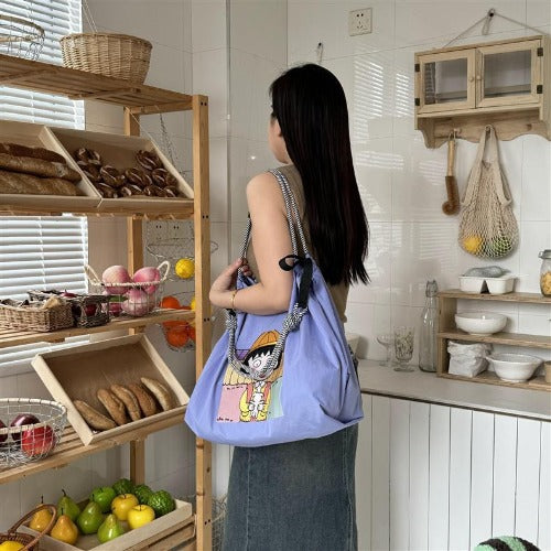 Embroidery Shoulder Bag Rope Handle Eco Bag,Chibi Maruko-chan