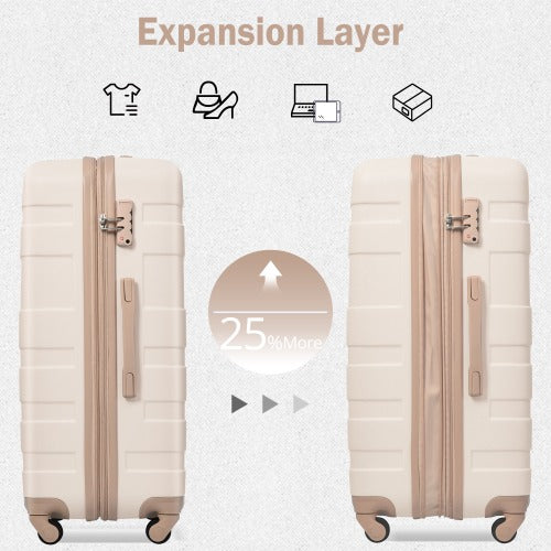 Luggage Sets 4 Piece, Expandable ABS Durable Suitcase with Travel Bag
