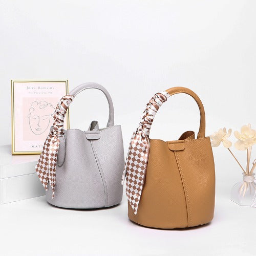 Pebbled Leather Small Bucket Bag