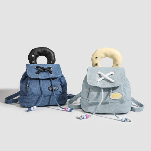 Water Proof Denim Lace-Up Backpack Backpack
