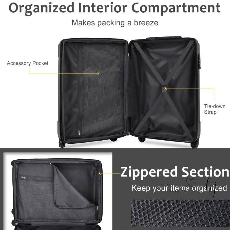 24'' Lightweight Expandable Hardshell Luggage Spinner Suitcase with TSA Lock, BLACK