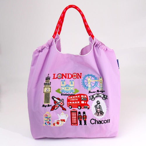 Ball & Chain Embroidery Waterproof Folding Eco-friendly Bag Shopping Bag,London Bus