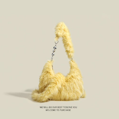 Winter Fuzzy Tote Bag Y2K Faux Fur Bag Fluffy Shoulder Handbags