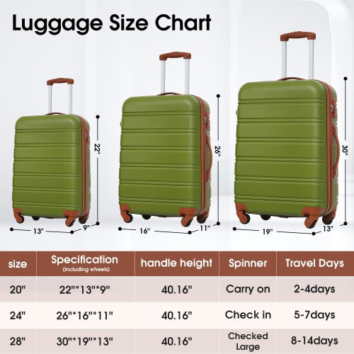 3 Piece Luggage Set Hardside Spinner Suitcase with TSA Lock 20