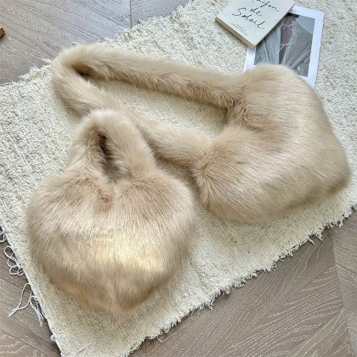 Faux Fur Heart Shaped Clutch