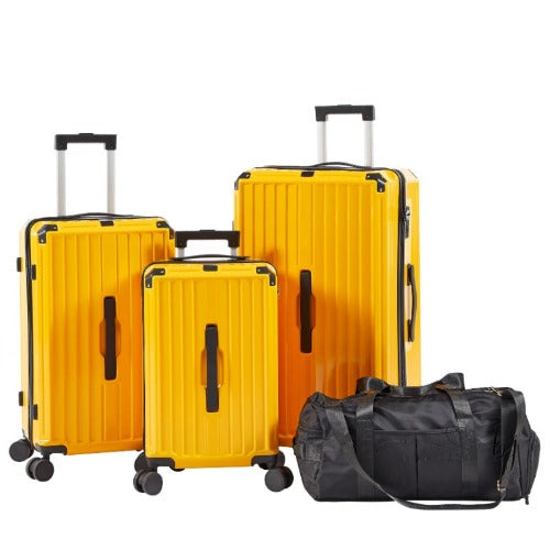 4-Piece Luggage Set with Travel Bag PC+ABS Material TSA Lock Yellow