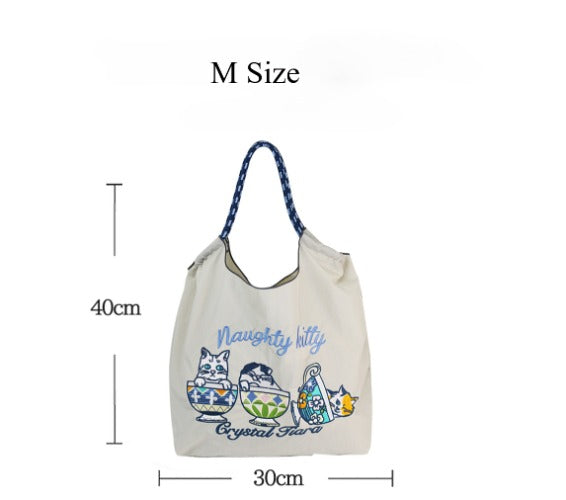 Embroidery Tote Bags, Cartoon Eco Bag