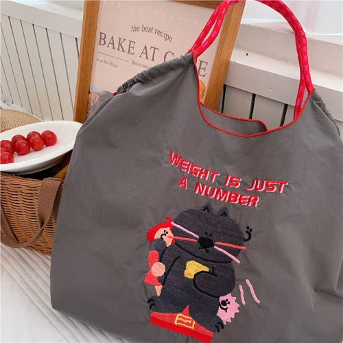 Embroidery Tote Bags Shopping Bag Cute Large Capacity,Bear