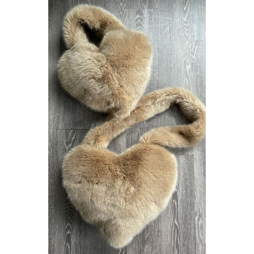 Faux Fur Heart Shaped Clutch