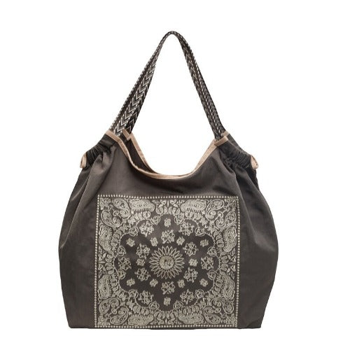 Embroidered Shopping Bag Cute Large Capacity,Rattan flower