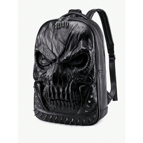 Steam Punk 3D PU Leather Skull Backpack