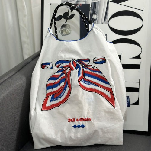 Ball & Chain Embroidery Waterproof Folding Eco-friendly Bag Shopping Bag,Cartoon