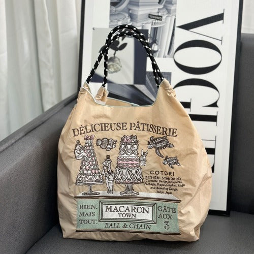 Ball & Chain Embroidery Waterproof Folding Eco-friendly Bag Shopping Bag,Cartoon