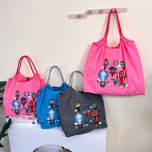 Ball & Chain Embroidery Waterproof Folding Eco-friendly Bag Shopping Bag,Hot Air Balloon