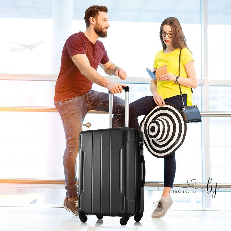 24'' Lightweight Expandable Hardshell Luggage Spinner Suitcase with TSA Lock, BLACK