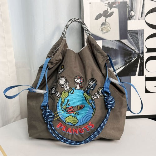 Embroidery Waterproof Folding Eco-friendly Bag Shopping Bag,Spaceman