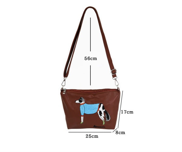 Embroidery Crossbody Bag Large Capacity Shoulder Bag PU Leather Tote Bags,Dalmatian