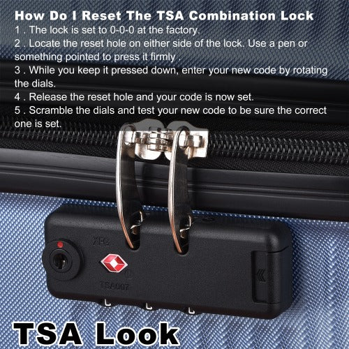 3 Piece Luggage with TSA Lock ABS Lightweight Suitcase with Hooks Spinner Wheels Luggage Sets 20in/24in/28in