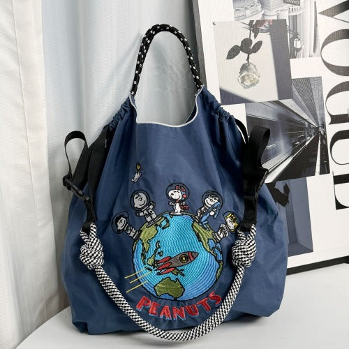 Embroidery Waterproof Folding Eco-friendly Bag Shopping Bag,Spaceman