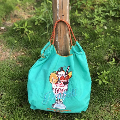 Ball & Chain Embroidery Tote Bags, Cute Shopping Eco Bag, Juice