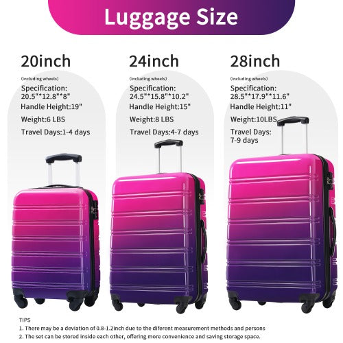 Hardshell Luggage Sets 3 Piece Gradient Color 20