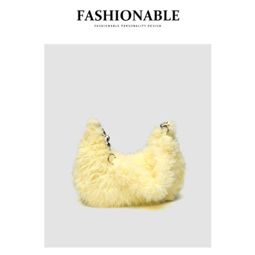 Winter Fuzzy Tote Bag Y2K Faux Fur Bag Fluffy Shoulder Handbags