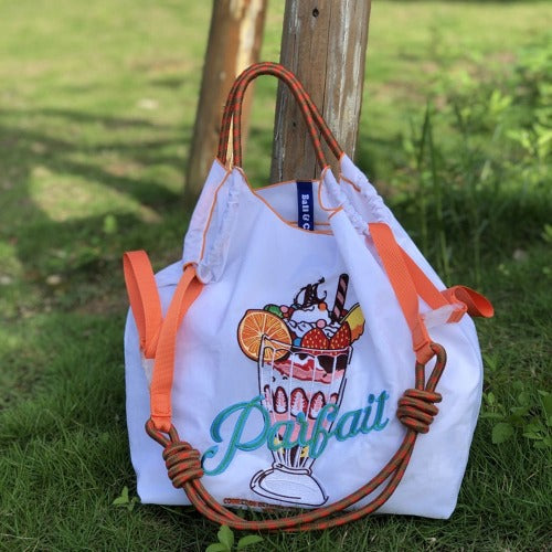 Ball & Chain Embroidery Tote Bags, Cute Shopping Eco Bag, Juice