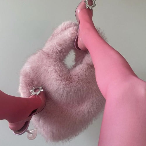 Faux Fur Heart Shaped Clutch