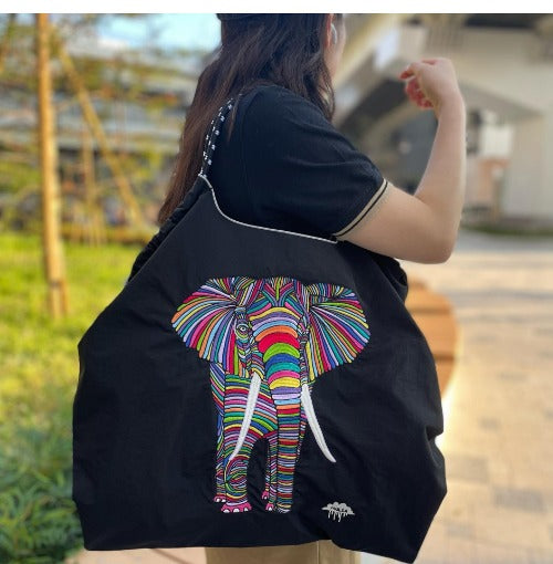 Embroidery Tote Bags Shopping Bag Cute Large Capacity,Elephant