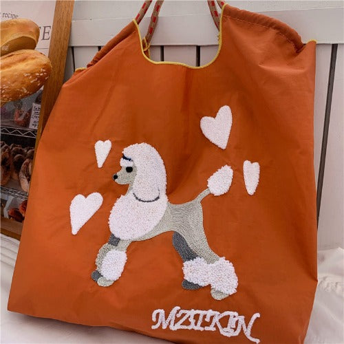 Embroidery Tote Bags,Cute Dog Eco Bag