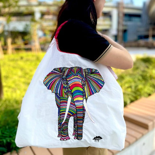 Embroidery Tote Bags Shopping Bag Cute Large Capacity,Elephant