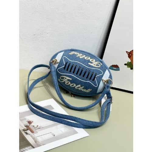 Y2k Football Shaped PU Leather Rugby Purse