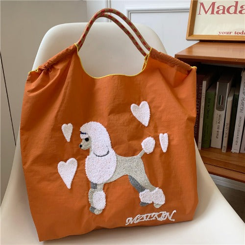 Embroidery Tote Bags,Cute Dog Eco Bag