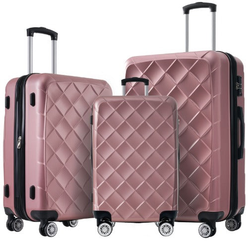 3ピース荷物セットスーツケースセット、ABSハードシェル軽量旅行用荷物、TSAロック付き