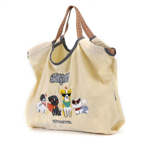 Embroidery Tote Bags Shopping Bag Cute Large Capacity,Animals