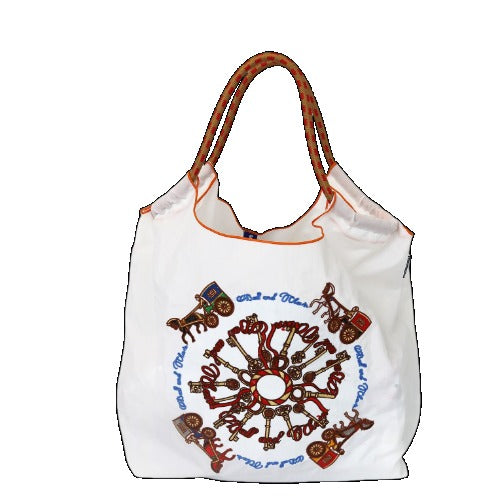 Ball & Chain Embroidery Waterproof Folding Eco-friendly Bag Shopping Bag,Carriage