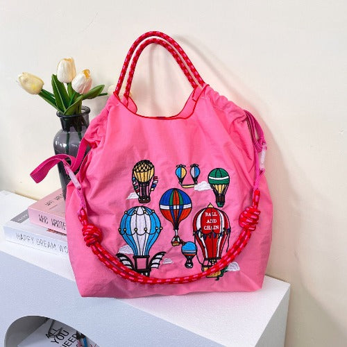 Ball & Chain Embroidery Waterproof Folding Eco-friendly Bag Shopping Bag,Hot Air Balloon