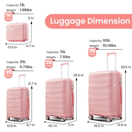 Luggage 4 Piece Sets(14/20/24/28), Hard Shell Lightweight TSA Lock Spinner Wheels