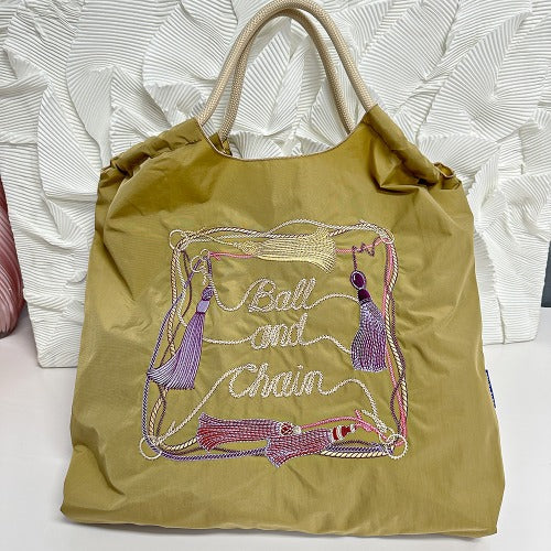 Embroidered Shopping Bag Cute Large Capacity,Tassel