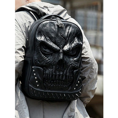 Steam Punk 3D PU Leather Skull Backpack