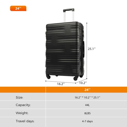 Merax Luggage with TSA Lock Spinner Wheels Hardside Expandable Luggage Travel Suitcase Carry on Luggage ABS 24