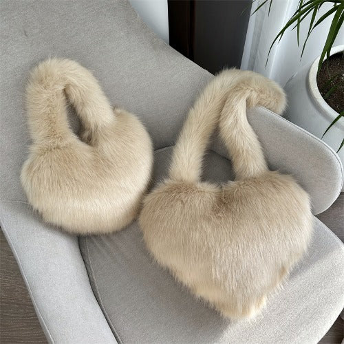 Faux Fur Heart Shaped Clutch