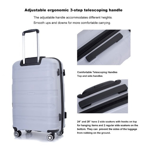 Hardshell Suitcase Spinner Wheels PP Luggage Sets Lightweight with TSA Lock,3-Piece Set