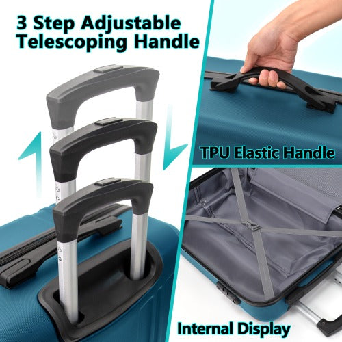 Hard Shell ABS 3 Piece Luggage Set (20/24/28 inches)