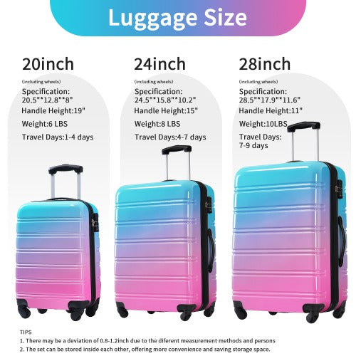 Hardshell Luggage Sets 3 Piece Gradient Color 20