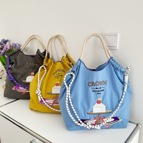 Ball & Chain Embroidery Waterproof Folding Eco-friendly Bag Shopping Bag,Cake